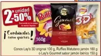 FROIZ Lay's 3D Original Conos 100g, Ruffles Matutano Jamón 160g O Lay's Gourmet Sabor Jamón Ibérico 150g oferta
