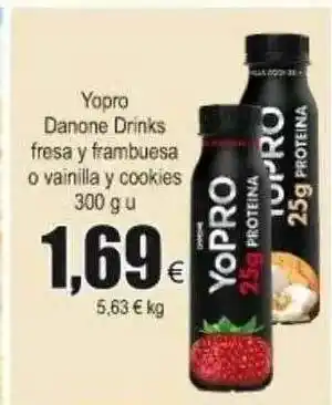 FROIZ Danone Drinks Fresa Y Frambuesa O Vainilla Y Cookies Yopro 300g u oferta