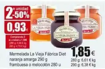 FROIZ La Vieja Fábrica Diet Naranja Amarga 290g Frambuesa O Melocotón Mermelada 280 U oferta