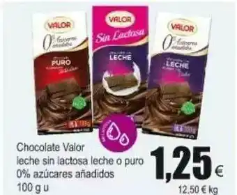 FROIZ Valor Leche Sin Lactosa Leche Chocolate O Puro 0% Azúcares Añadidos 100g U oferta