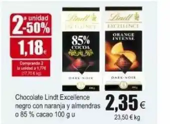 FROIZ Lindt Excellence Negro Con Naranja Chocolate Y Almendras O 85% Cacao 100g U oferta