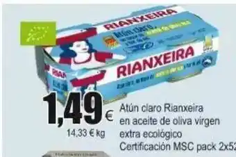 FROIZ Claro Rianxeira En Aceite De Oliva Virgen Extra Ecológico Certificación Atún MSC Pack 2x52 oferta