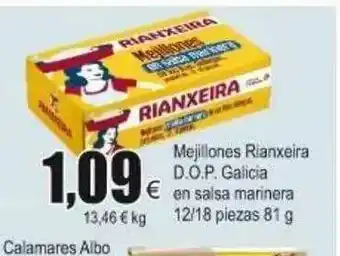 FROIZ Rianxeira D.O.P. Galicia En Salsa Marinera Mejillones 12-18 Piezas 81g oferta