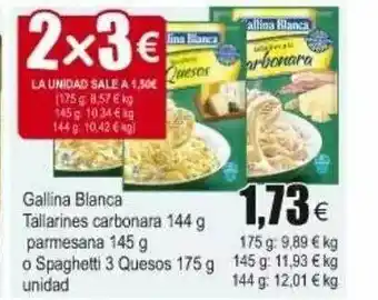 FROIZ Gallina Blanca Tallarines Carbonara 144g Parmesana 145g O Spaghetti 3 Quesos 175g Unidad oferta