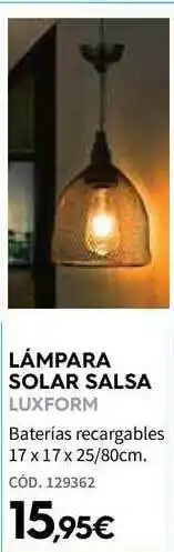 ferrOkey Lámpara Solar Salsa Luxform oferta
