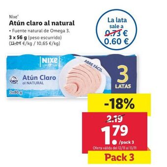 Lidl Atún claro al natural oferta