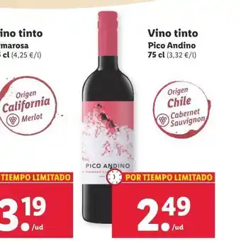 Lidl Vino tinto pico andino oferta