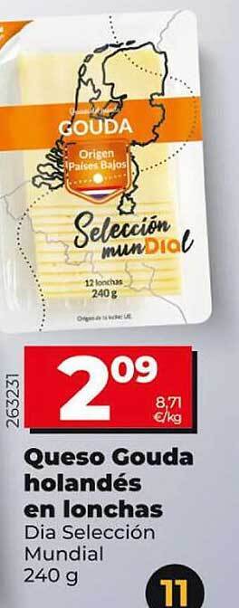 Dia Queso gouda holandés en lonchas dia selección mundial oferta