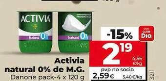 Dia Activia natural 0% de m.g. danone oferta
