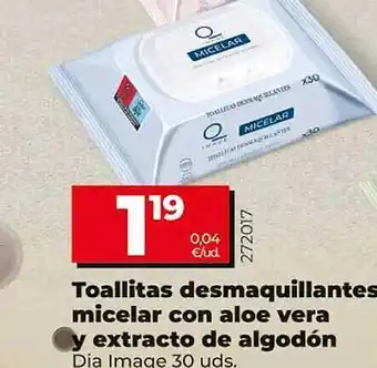 Dia Toallitas desmaquillantes micelar con aloe vera y extracto de algodón dia image oferta