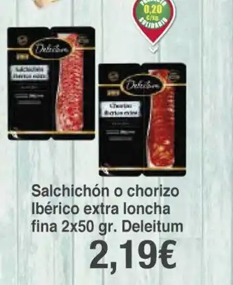Spar La Palma Salchichón o chorizo ibérico extra loncha fina deleitum oferta