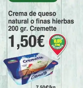Spar La Palma Crema de queso natural o finas hierbas cremette oferta