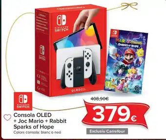 Carrefour Nintendo switch consola oled + joc mario + rabbit sparks of hope oferta