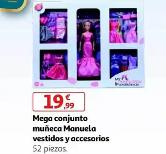 Alcampo Mega conjunto muñeca manuela vestidos y accesorios oferta