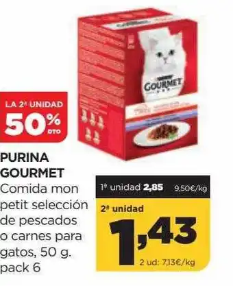 Alimerka La 2a unidad 50% dto purina gourmet comida mon petit selección de pescados o carnes para gatos oferta