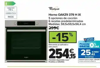 Carrefour Whirlpool horno oakz9 379 h ix oferta