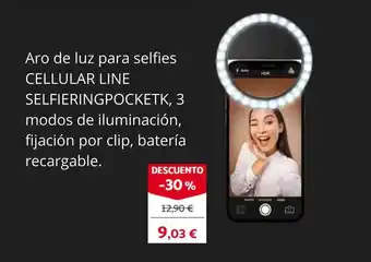 Alcampo Aro de luz para selfies cellular line selfieringpocketk oferta