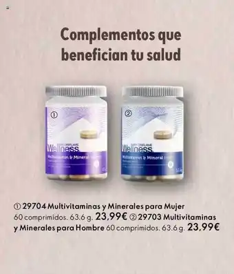 Oriflame Multivitaminas y minerales para mujer multivitaminas y minerales para hombre wellness oferta