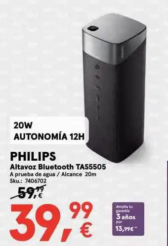 Worten Philips altavoz bluetooth tas5505 oferta