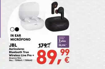 Worten Jbl auriculares bluetooth true wireless live pro+ oferta