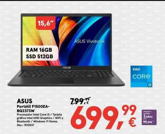 Worten Asus portátil f1500ea-bq2373w oferta