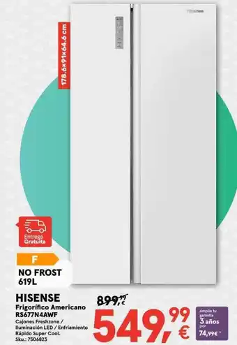 Worten Hisense frigorifico americano rs677n4awf oferta
