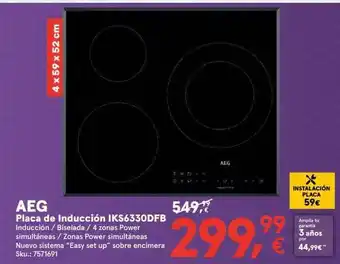 Worten Aeg placa de inducción iks6330dfb oferta