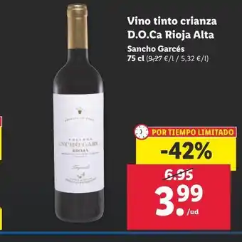 Lidl Vino tinto crianza doc oferta