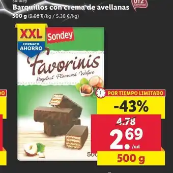 Lidl Barquillos con crema de avellanas oferta