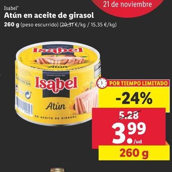 Lidl Atún en aceite de girasol oferta