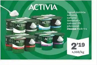 Sorli Iogurt activia natural natural desnatat o natural 0% edulcorat danone pack-4 oferta