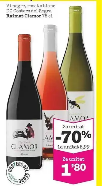 Sorli Vi negre rosat o blanc do costers del segre raimat clamor oferta