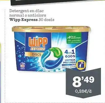 Sorli Detergent en disc normal o antiolors wipp express oferta