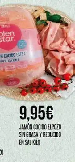 Claudio Jamón cocido elpozo sin grasa y reducido en sal kilo oferta