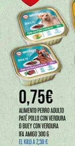 Claudio Alimento perro adulto paté pollo con verdura o buey con verdura ifa amigo oferta