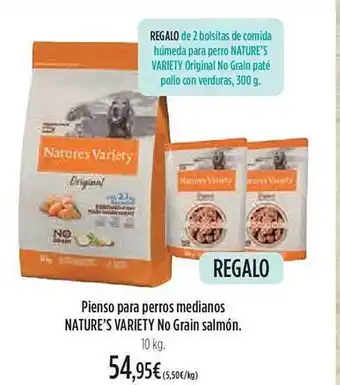 El Corte Inglés Pienso para perros medianos nature's variety no grain salmón oferta