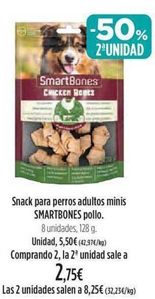El Corte Inglés -50% 2a unidad snack para perros adultos minis smartbones pollo oferta