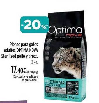 El Corte Inglés Pienso para gatos adultos optima nova sterilised pollo y arroz oferta