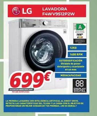 Mi electro Lg lavadora f4wv9512p2w oferta