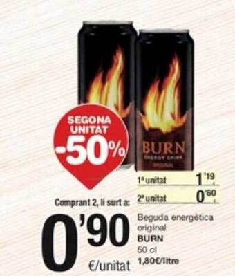 SPAR Fragadis Segona unitat -50% beguda energètica original burn oferta