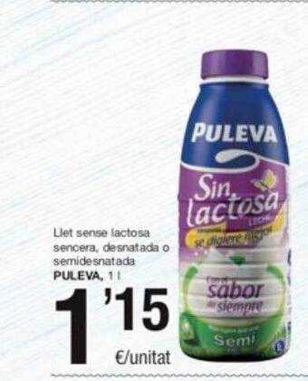 SPAR Fragadis Llet sense lactosa sencera desnatada o semidesnatada puleva oferta