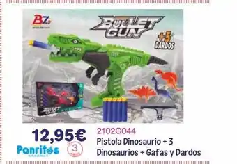Panre Pistola dinosaurio + 3 dinosaurios + gafas y dardos panritos oferta
