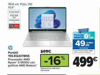 Carrefour Portátil 15s-eq2078ns hp oferta