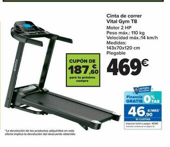 Carrefour Cinta de correr vital gym t8 oferta