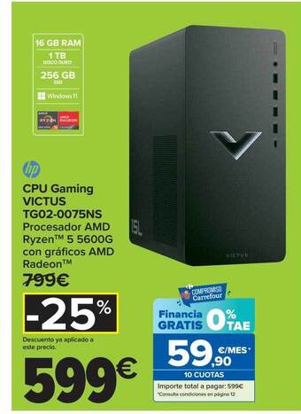 Carrefour Cpu gaming victus tg02-0075ns hp oferta