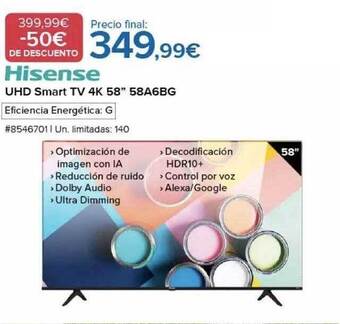 Costco Hisense uhd smart tv 4k 58 oferta