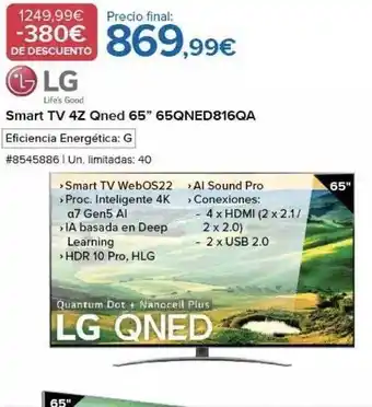 Costco Lg smart tv 4z qned 65 oferta