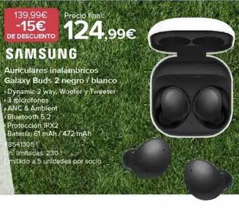 Costco Samsung auriculares inalámbricos galaxy buds 2 negro blanco oferta