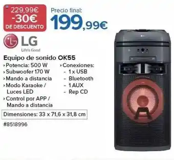 Costco Equipo de sonido ok55 lg oferta