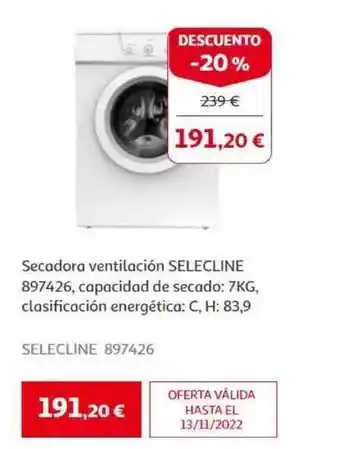 Secadora ventilación selecline